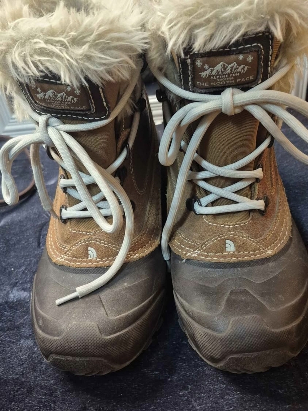 The North Face Kids Tan and Cream Faux-Fur Winter Boots